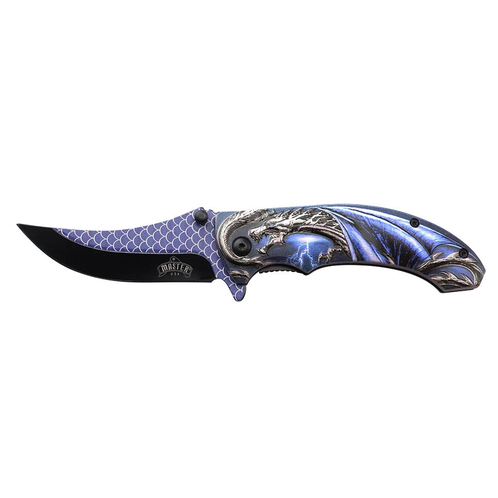 Master USA A/O Folding Knife 3-D Dragon ABS Handle Stainless Blade MUA201BL