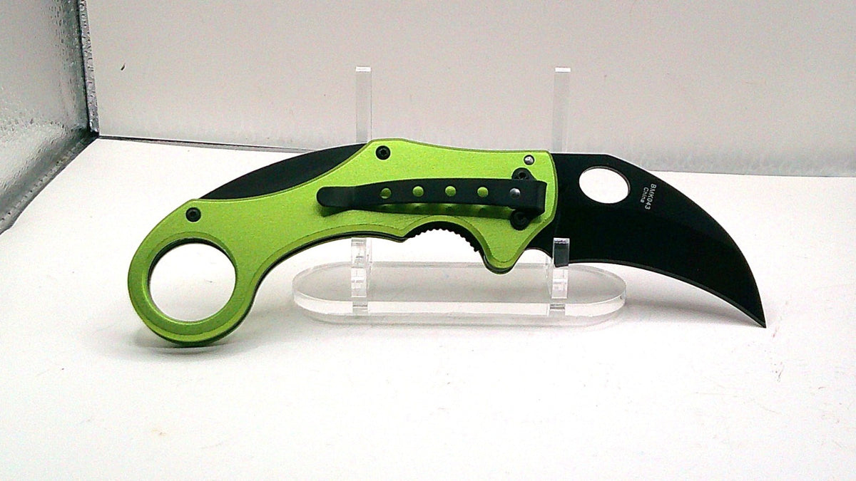 BenchMark Venom Karambit Folding Knife Stainless Curved Blade Aluminum Handle
