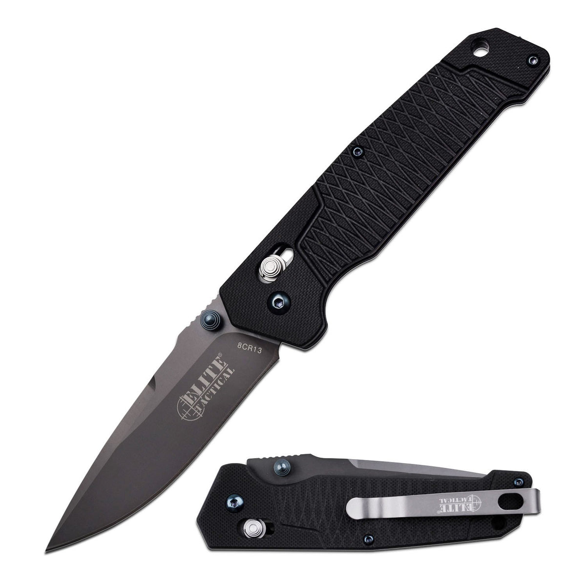 Elite Tactical Rapid Lock Manual Folding Knife Stainless Blade G10 Handle 