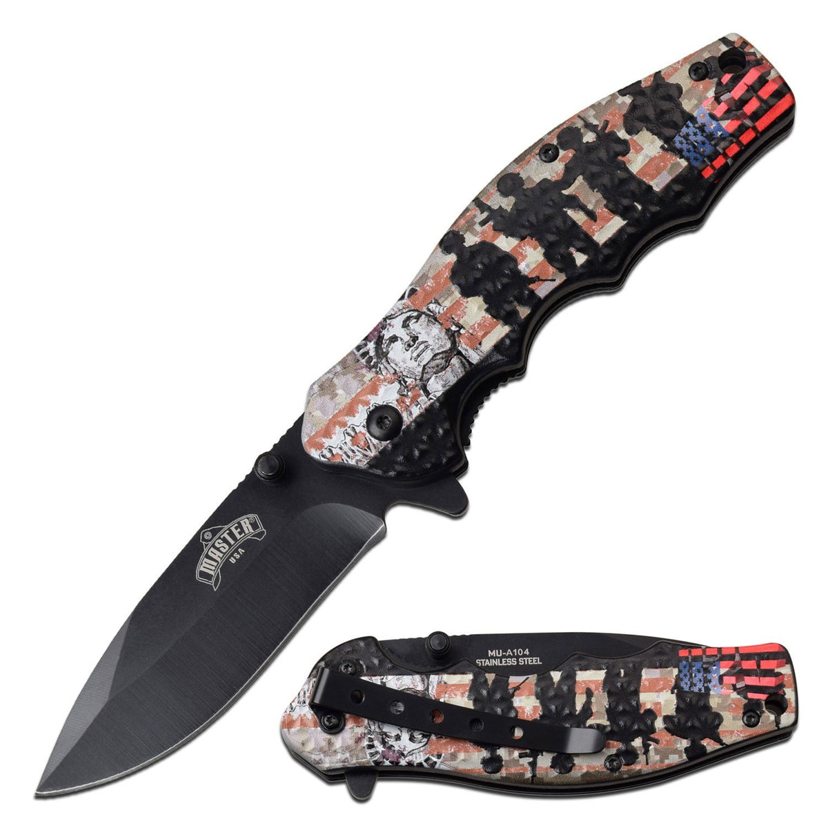 Master USA A/O Folding Knife Stainless Blade ABS Handle MUA104ML