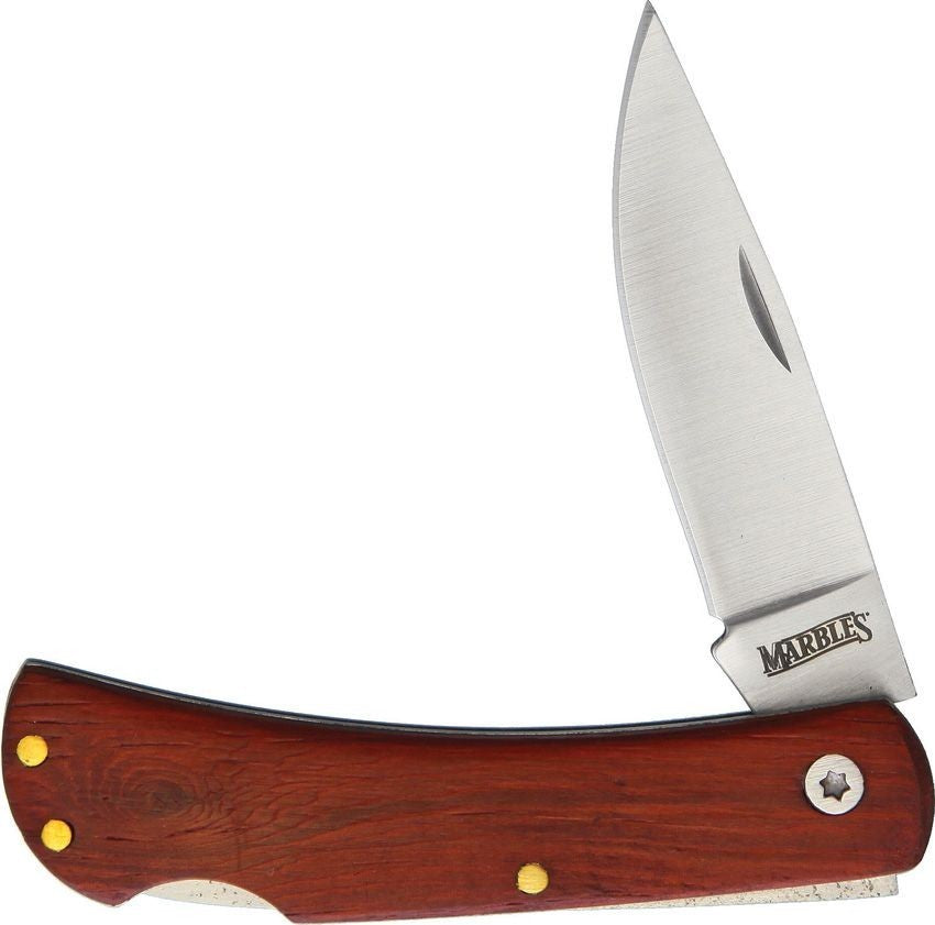Marbles Lockback Stainless Steel Blade Wood Handle Knife MR470