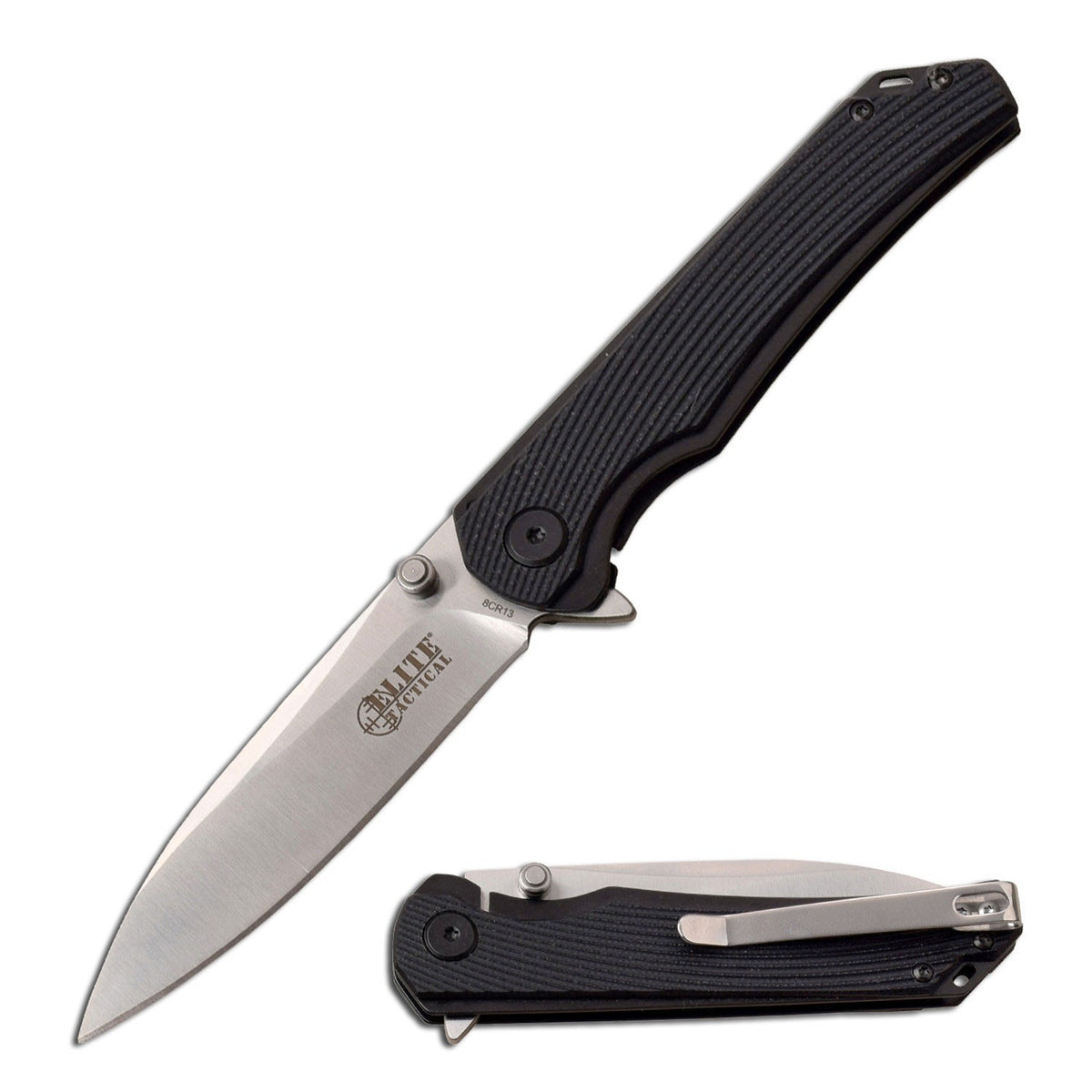 Elite Tactical Linerlock  Folding Knife Stainless 8Cr13 Blade G10 Handle