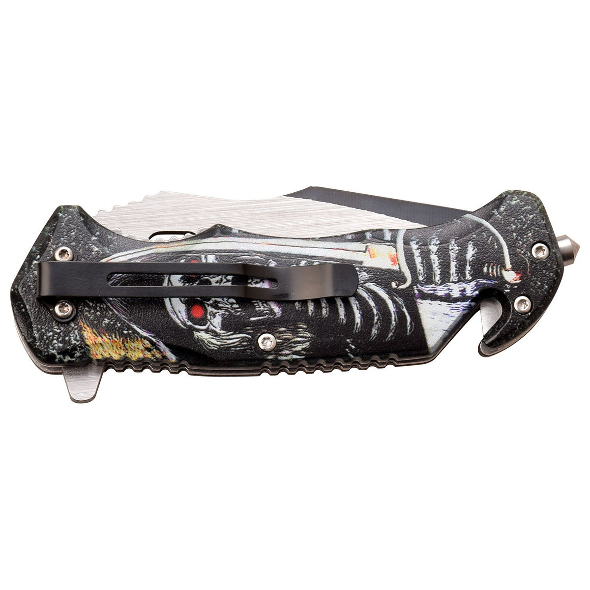 Master USA A/O Folding Knife Embossed Printed Skeleton Pirate MUA116K